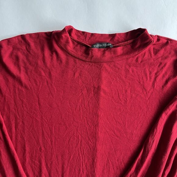 Eileen Fisher Mock Neck‎ Tunic Top Pullover Stretch Knit Large Comfy Everyday - Picture 2 of 11